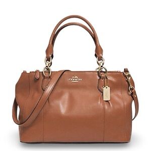 Coach Colette Leather Two Way Top Handle Satchel in Gold/Saddle